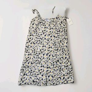 NWT Japna Black & White Daisy Button Front Sleeveless Dress Size Large Boho